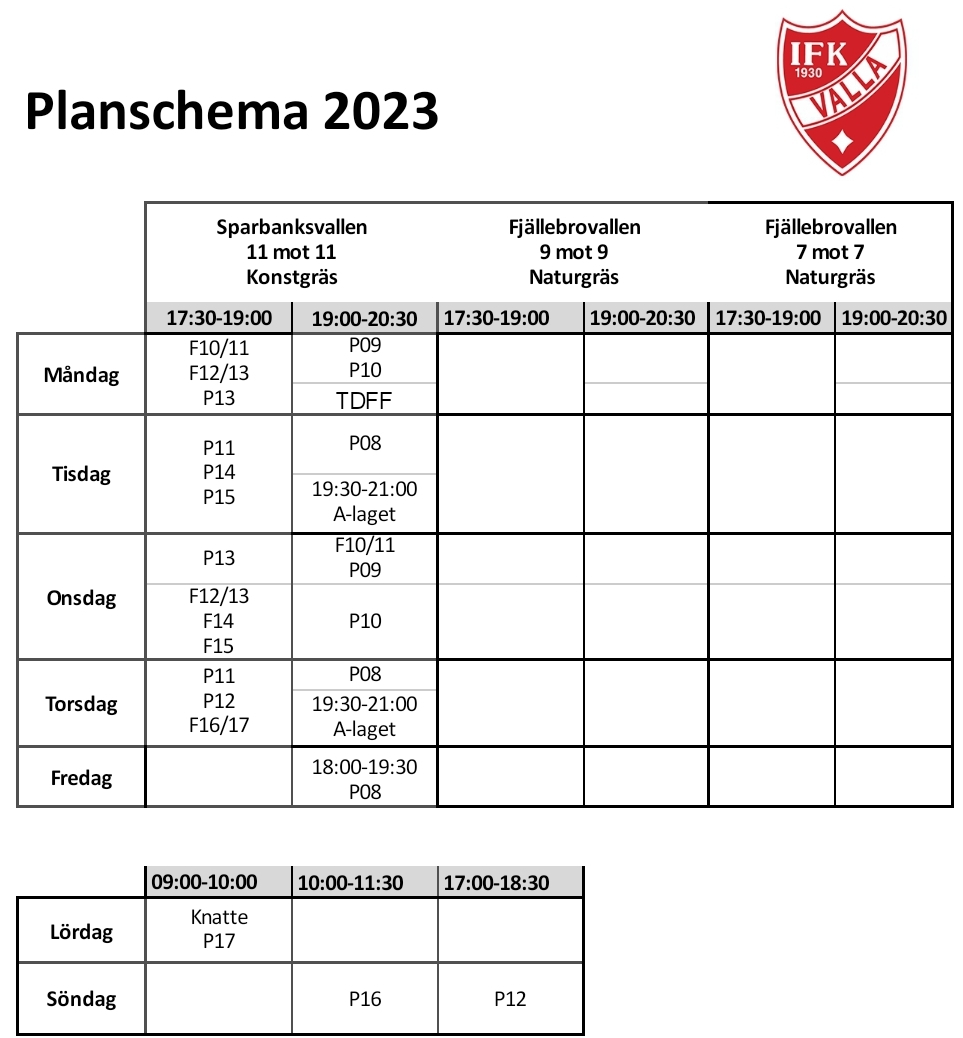 Planschema Försäsong