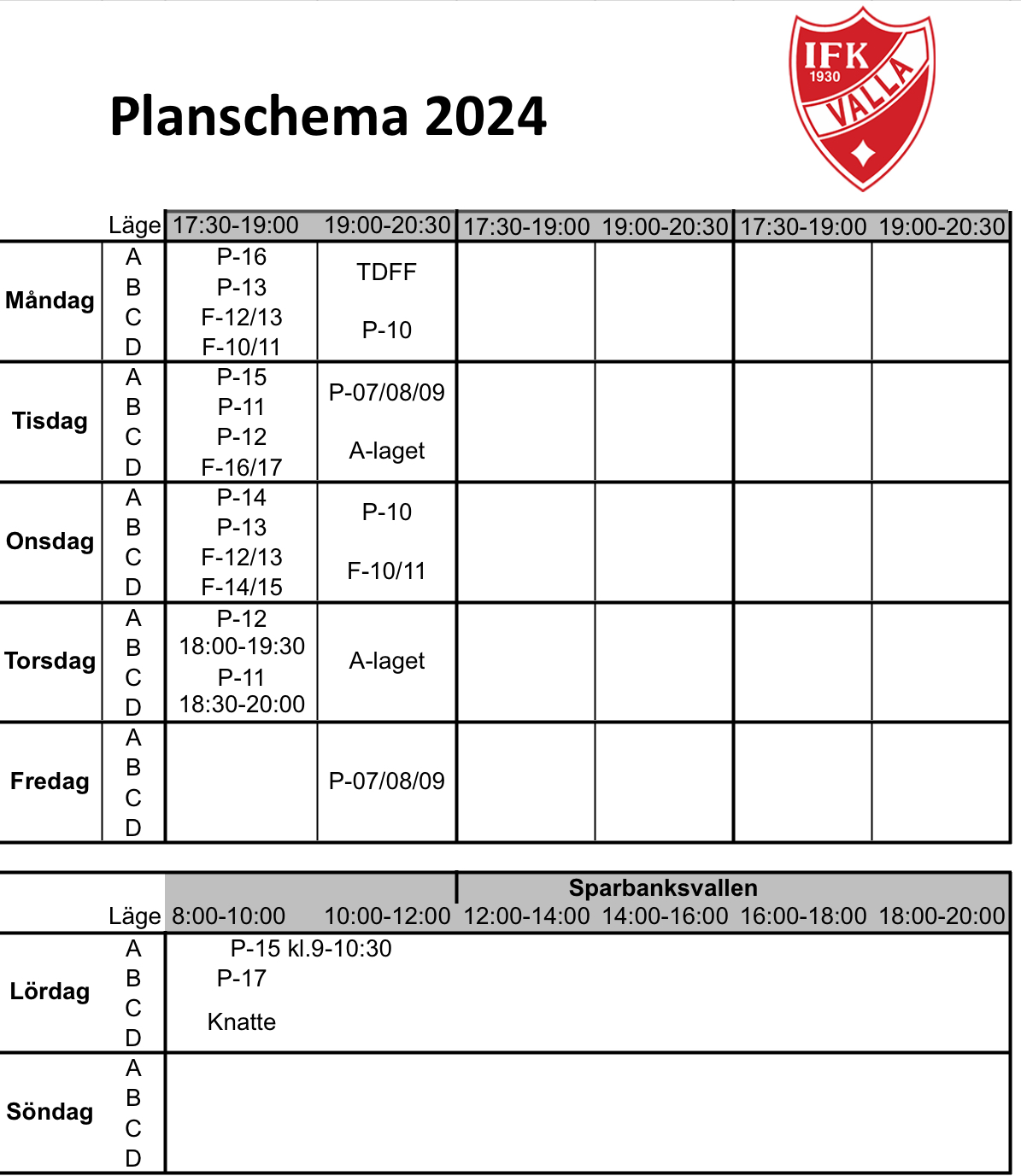 Planschema Vinter